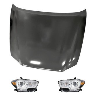 Replacement - 3-Piece Kit (Driver and Passenger Side Headlights, Hood Panel) (CAPA Certified)