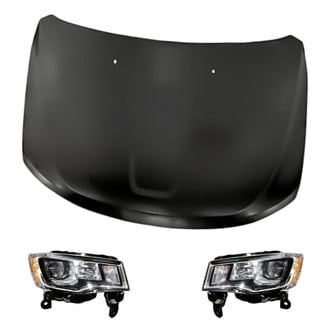 Replacement - 3-Piece Kit (Driver and Passenger Side Headlights, Hood Panel) (CAPA Certified)