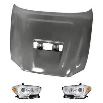 Replacement - 3-Piece Kit (Driver and Passenger Side Headlights, Hood Panel) (CAPA Certified)