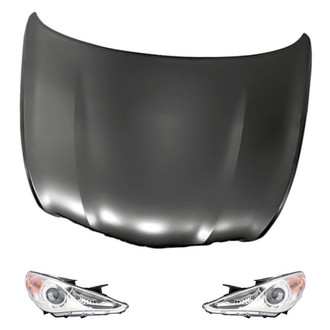 Replacement - 3-Piece Kit (Driver and Passenger Side Headlights, Hood Panel) (CAPA Certified)
