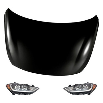 Replacement - 3-Piece Kit (Driver and Passenger Side Headlights, Hood Panel) (CAPA Certified)