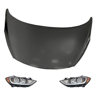 Replacement - 3-Piece Kit (Driver and Passenger Side Headlights, Hood Panel) (CAPA Certified)