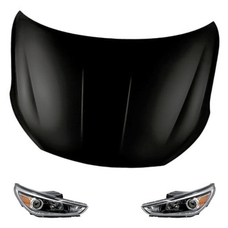Replacement - 3-Piece Kit (Driver and Passenger Side Headlights, Hood Panel) (CAPA Certified)