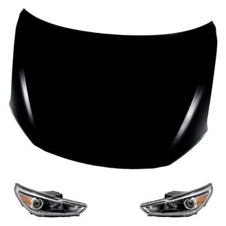 Replacement - 3-Piece Kit (Driver and Passenger Side Headlights, Hood Panel) (CAPA Certified)
