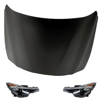 Replacement - 3-Piece Kit (Driver and Passenger Side Headlights, Hood Panel) (CAPA Certified)