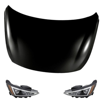 Replacement - 3-Piece Kit (Driver and Passenger Side Headlights, Hood Panel) (CAPA Certified)