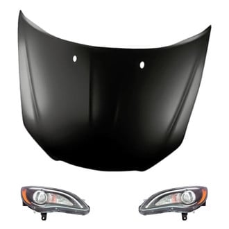 Replacement BNDL-218489 - 3-Piece Kit (Driver and Passenger Side Headlights, Hood Panel) (CAPA Certified)