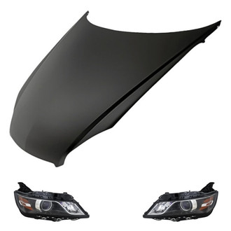 Replacement - 3-Piece Kit (Driver and Passenger Side Headlights, Hood Panel) (CAPA Certified)