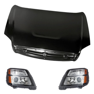Replacement - 3-Piece Kit (Driver and Passenger Side Headlights, Hood Panel) (CAPA Certified)