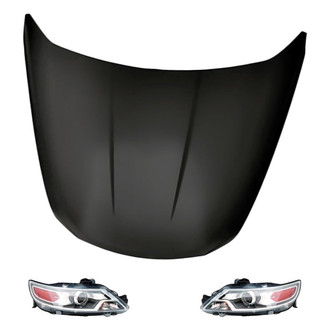 Replacement - 3-Piece Kit (Driver and Passenger Side Headlights, Hood Panel) (CAPA Certified)