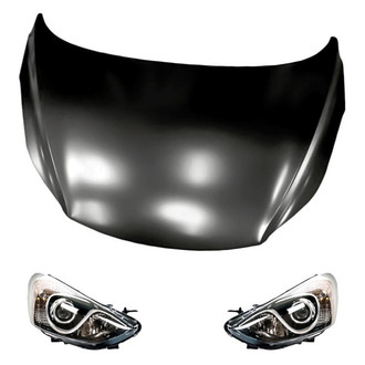 Replacement - 3-Piece Kit (Driver and Passenger Side Headlights, Hood Panel) (CAPA Certified)