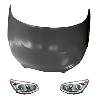 Replacement - 3-Piece Kit (Driver and Passenger Side Headlights, Hood Panel) (CAPA Certified)