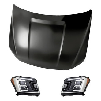 Replacement - 3-Piece Kit (Driver and Passenger Side Headlights, Hood Panel) (CAPA Certified)