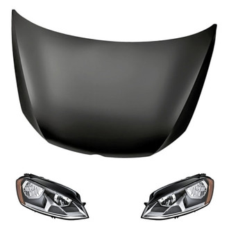 Replacement - 3-Piece Kit (Driver and Passenger Side Headlights, Hood Panel) (CAPA Certified)