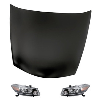 Replacement - 3-Piece Kit (Driver and Passenger Side Headlights, Hood Panel) (CAPA Certified)