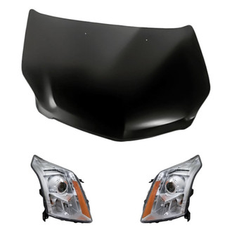 Replacement - 3-Piece Kit (Driver and Passenger Side Headlights, Hood Panel) (CAPA Certified)