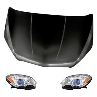 Replacement - 3-Piece Kit (Driver and Passenger Side Headlights, Hood Panel) (CAPA Certified)