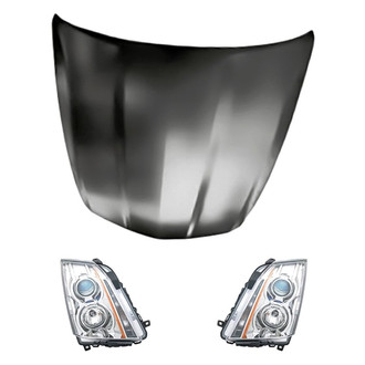 Replacement - 3-Piece Kit (Driver and Passenger Side Headlights, Hood Panel) (CAPA Certified)