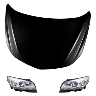 Replacement - 3-Piece Kit (Driver and Passenger Side Headlights, Hood Panel) (CAPA Certified)