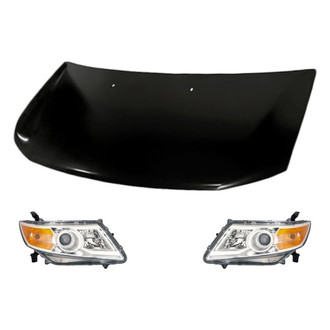 Replacement - 3-Piece Kit (Driver and Passenger Side Headlights, Hood Panel) (CAPA Certified)