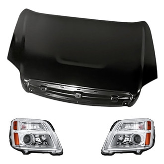 Replacement - 3-Piece Kit (Driver and Passenger Side Headlights, Hood Panel) (CAPA Certified)