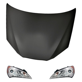 Replacement BNDL-218562 - 3-Piece Kit (Driver and Passenger Side Headlights, Hood Panel) (CAPA Certified)