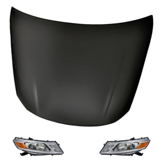 Replacement - 3-Piece Kit (Driver and Passenger Side Headlights, Hood Panel) (CAPA Certified)