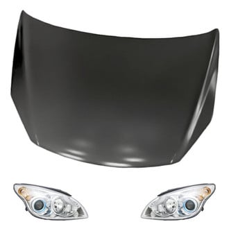 Replacement - 3-Piece Kit (Driver and Passenger Side Headlights, Hood Panel) (CAPA Certified)