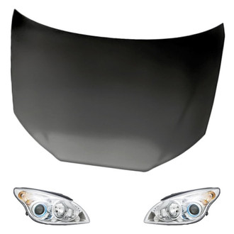 Replacement - 3-Piece Kit (Driver and Passenger Side Headlights, Hood Panel) (CAPA Certified)