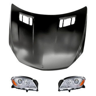 Replacement BNDL-218572 - 3-Piece Kit (Driver and Passenger Side Headlights, Hood Panel) (CAPA Certified)