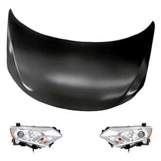 Replacement BNDL-218575 - 3-Piece Kit (Driver and Passenger Side Headlights, Hood Panel) (CAPA Certified)