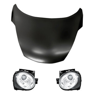 Replacement - 3-Piece Kit (Driver and Passenger Side Headlights, Hood Panel)