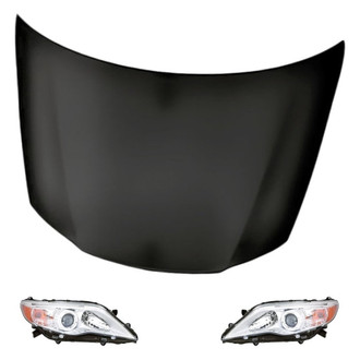 Replacement BNDL-218589 - 3-Piece Kit (Driver and Passenger Side Headlights, Hood Panel) (CAPA Certified)