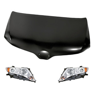 Replacement - 3-Piece Kit (Driver and Passenger Side Headlights, Hood Panel) (CAPA Certified)