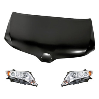 Replacement - 3-Piece Kit (Driver and Passenger Side Headlights, Hood Panel) (CAPA Certified)