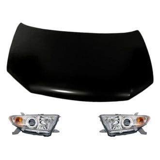 Replacement - 3-Piece Kit (Driver and Passenger Side Headlights, Hood Panel) (CAPA Certified)