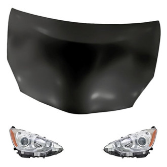 Replacement - 3-Piece Kit (Driver and Passenger Side Headlights, Hood Panel) (CAPA Certified)