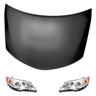 Replacement - 3-Piece Kit (Driver and Passenger Side Headlights, Hood Panel) (CAPA Certified)