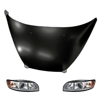 Replacement - 3-Piece Kit (Driver and Passenger Side Headlights, Hood Panel) (CAPA Certified)