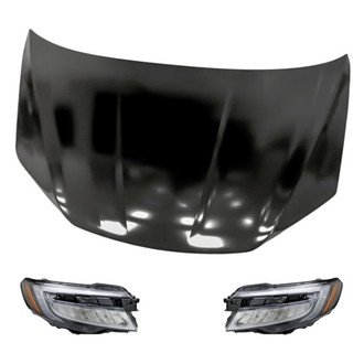 Replacement - 3-Piece Kit (Driver and Passenger Side Headlights, Hood Panel) (CAPA Certified)
