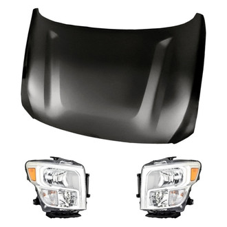 Replacement - 3-Piece Kit (Driver and Passenger Side Headlights, Hood Panel) (CAPA Certified)