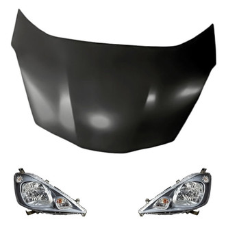 Replacement - 3-Piece Kit (Driver and Passenger Side Headlights, Hood Panel) (CAPA Certified)