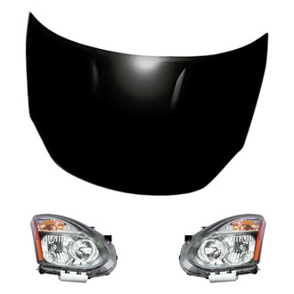 Replacement - 3-Piece Kit (Driver and Passenger Side Headlights, Hood Panel) (CAPA Certified)