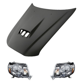 Replacement - 3-Piece Kit (Driver and Passenger Side Headlights, Hood Panel) (CAPA Certified)