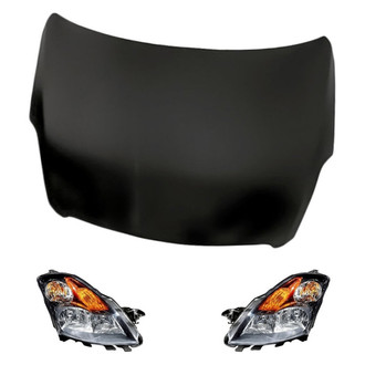 Replacement - 3-Piece Kit (Driver and Passenger Side Headlights, Hood Panel) (CAPA Certified)