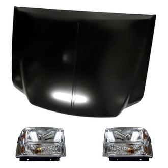 Replacement - 3-Piece Kit (Driver and Passenger Side Headlights, Hood Panel) (CAPA Certified)