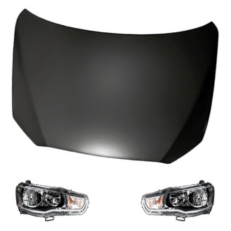 Replacement - 3-Piece Kit (Driver and Passenger Side Headlights, Hood Panel) (CAPA Certified)