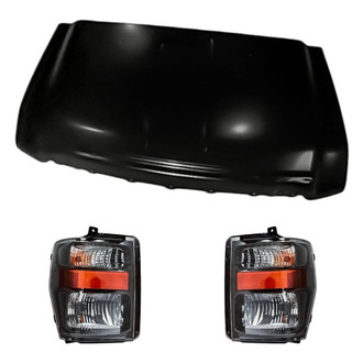 Replacement - 3-Piece Kit (Driver and Passenger Side Headlights, Hood Panel) (CAPA Certified)