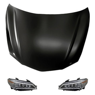 Replacement - 3-Piece Kit (Driver and Passenger Side Headlights, Hood Panel) (CAPA Certified)