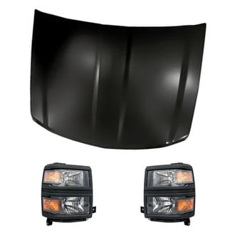 Replacement - 3-Piece Kit (Driver and Passenger Side Headlights, Hood Panel) (CAPA Certified)